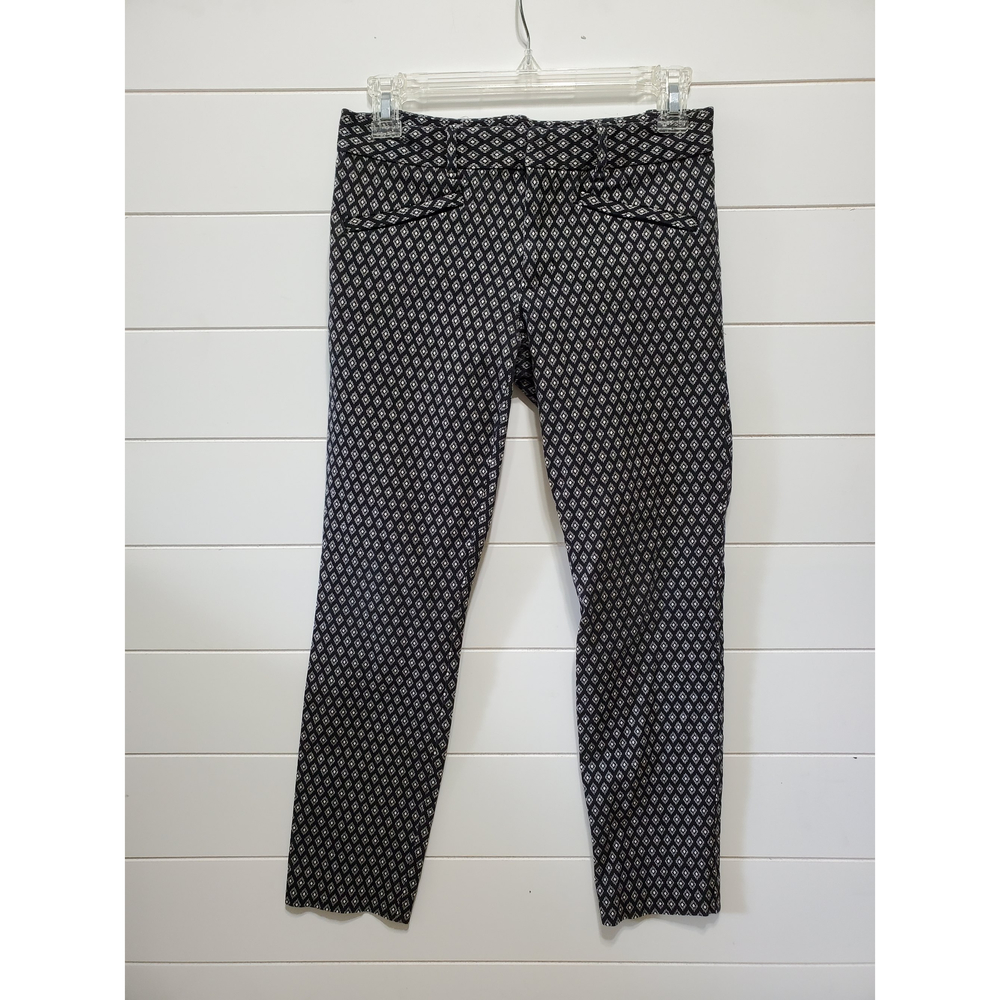 Gap womens size 4 stretchy dress pant jeans front zipper pockets diamond pattern